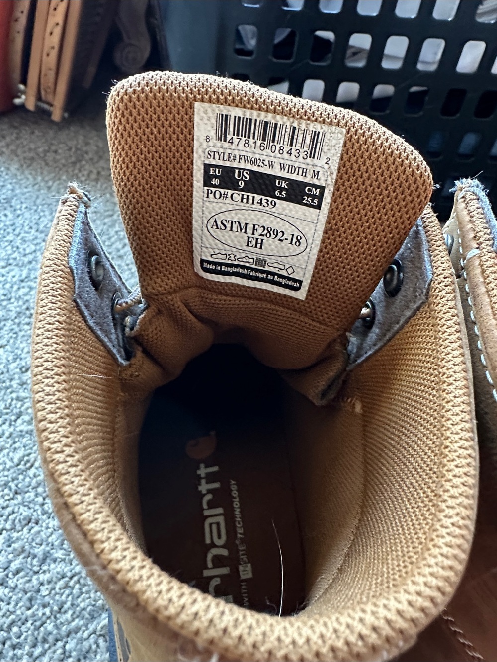Carhartt Tan Brown Moc Toe Work Boots - Lace-Up Leather - Picture 4 of 6